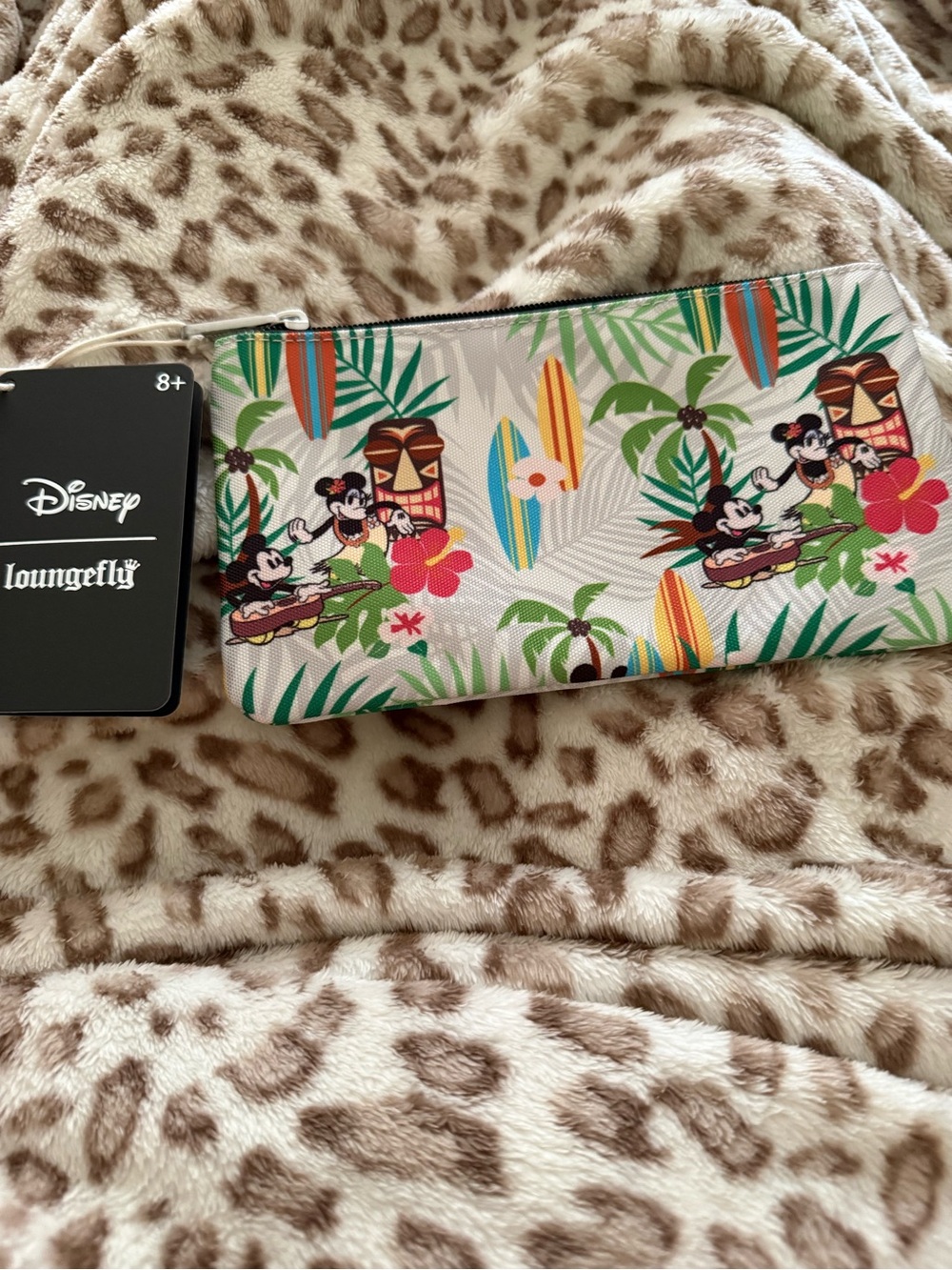 Loungefly Disney Mickey & Minnie Tropical Surf Cream Cosmetic Pouch